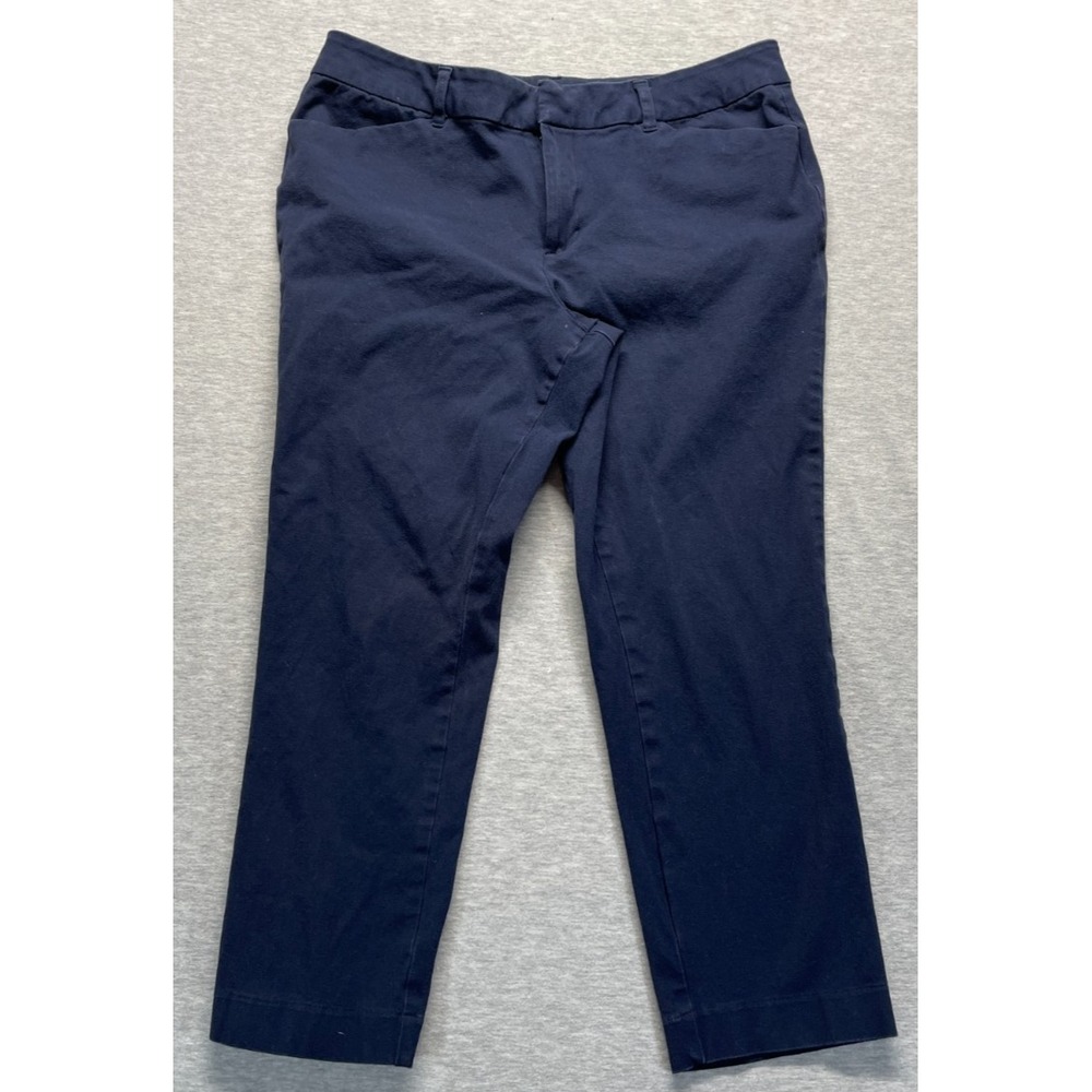 Faded Glory Dress Pants Womens 16 Navy Blue Cotton Straight Leg Formal Business